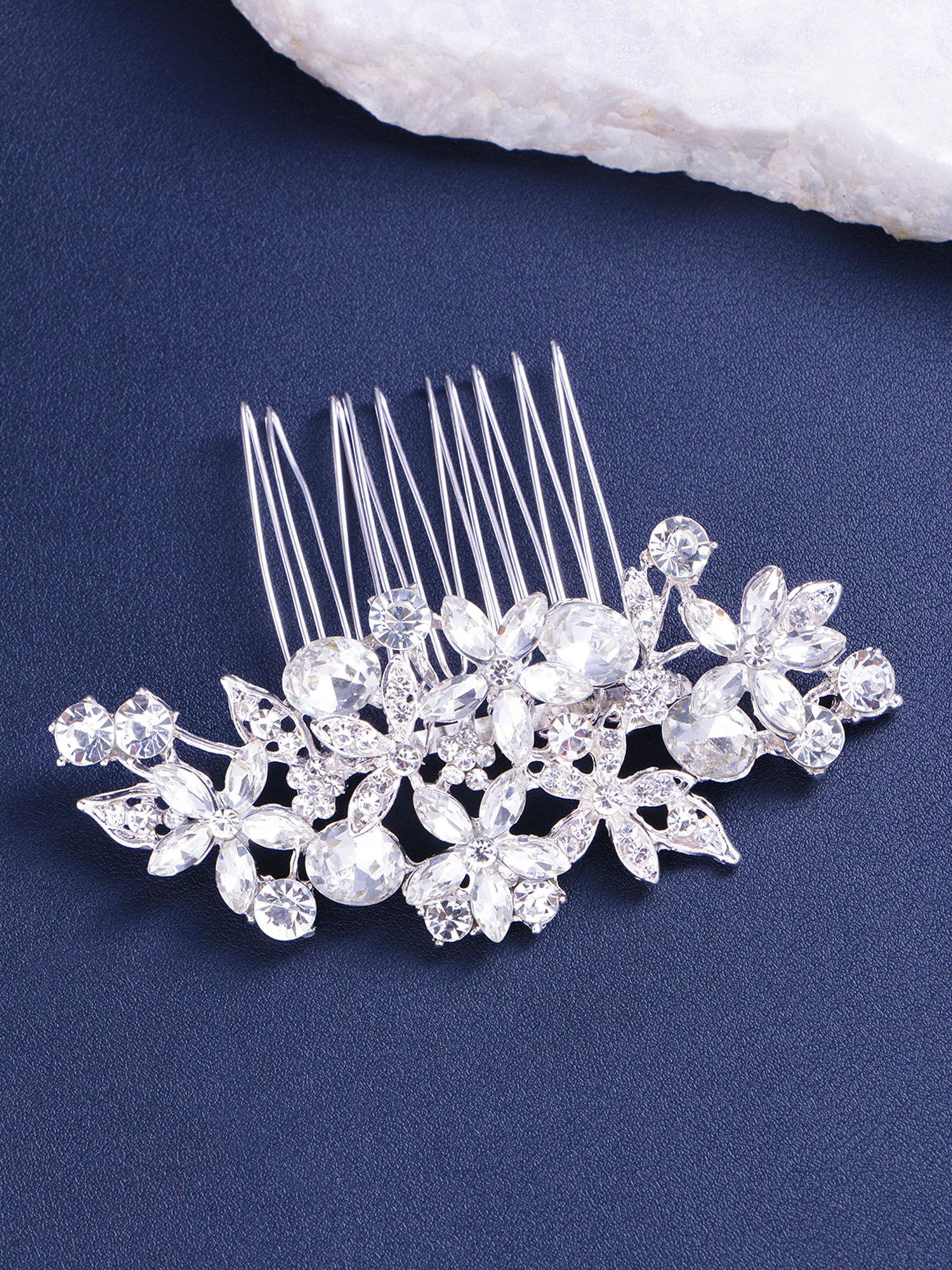 women silver-toned embellished hair pin