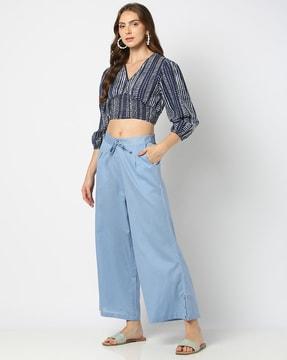 women single-pleat palazzos