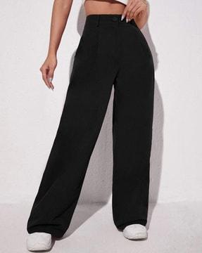 women single-pleat relaxed fit trousers