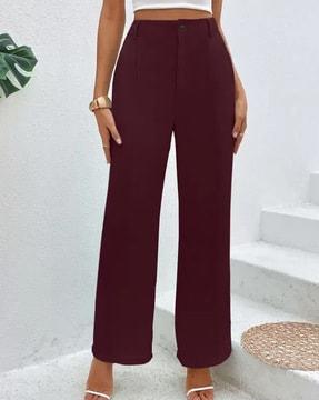 women single-pleat relaxed fit trousers