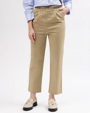 women single-pleat straight fit trousers