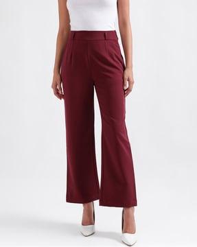 women single-pleat straight fit trousers