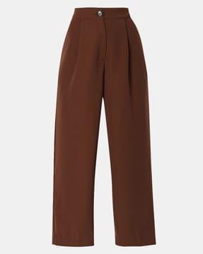 women single-pleat wide-leg pants