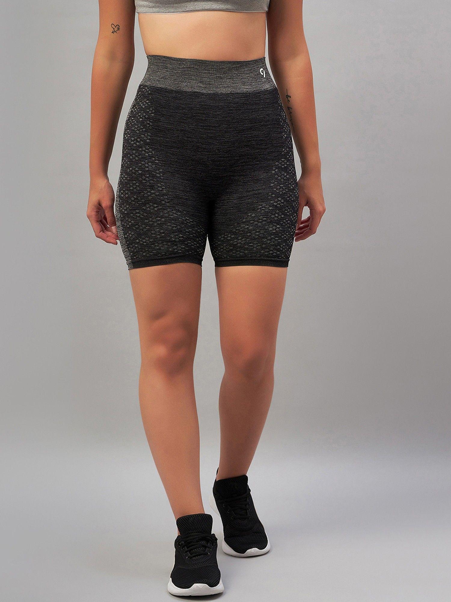 women skinny fit black sports short