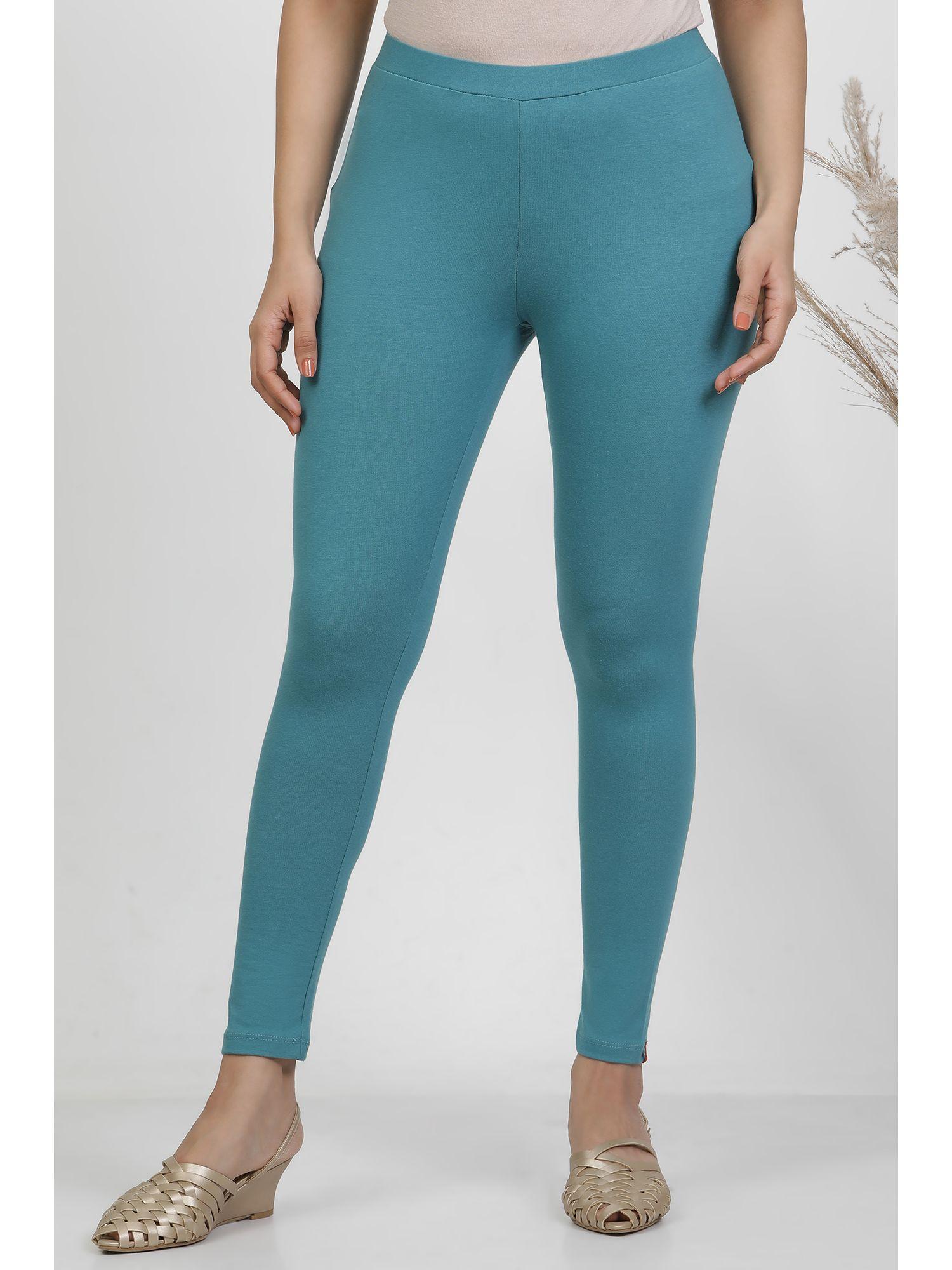 women skinny fit blue cotton tight