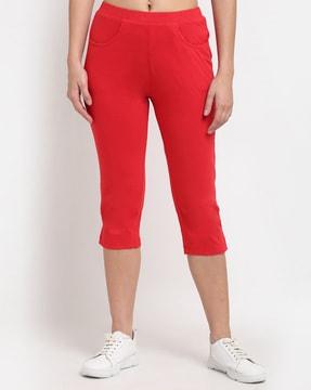 women skinny fit flat-front capris