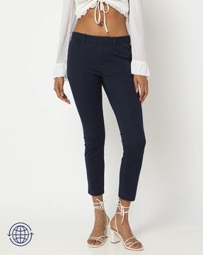 women skinny fit flat-front pants