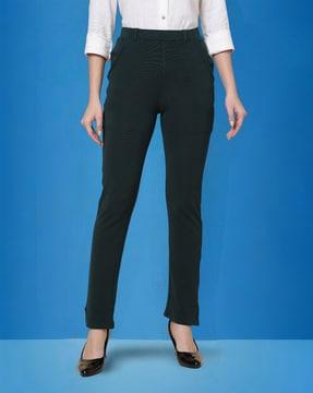 women skinny fit flat-front trousers