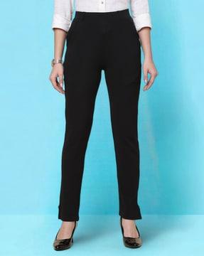 women skinny fit flat-front trousers