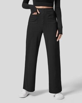 women skinny fit flat-front trousers