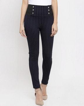 women skinny fit flat-front trousers