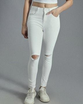 women skinny fit jeans with 5-pocket styling