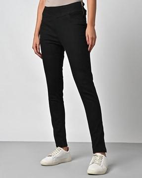 women skinny fit jeans with side-zip closure