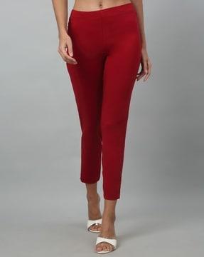 women skinny fit pants with elasticated waistband