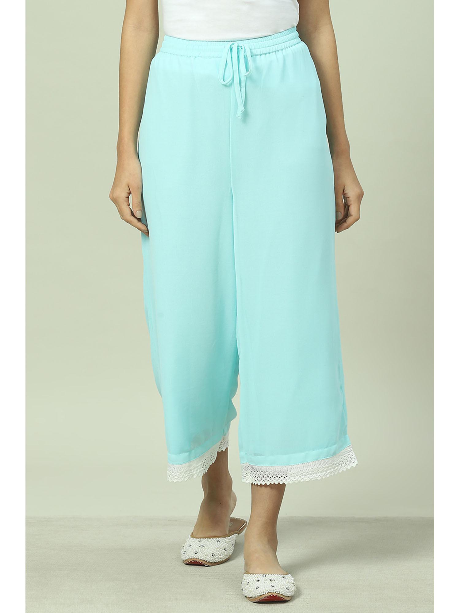 women sky blue polyester palazzo