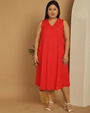 women sleeveless a-line dress