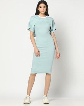 women sleeveless bodycon dress with overlay