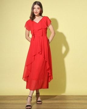 women sleeveless fit & flare dress