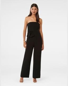 women sleeveless jumpsuit with tie-up