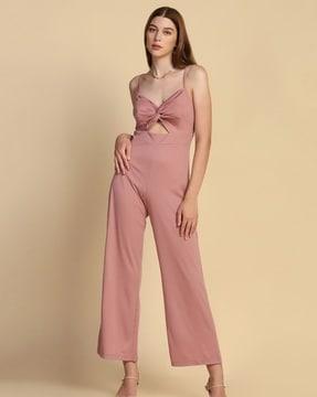 women sleeveless jumpsuit with waist cut-out