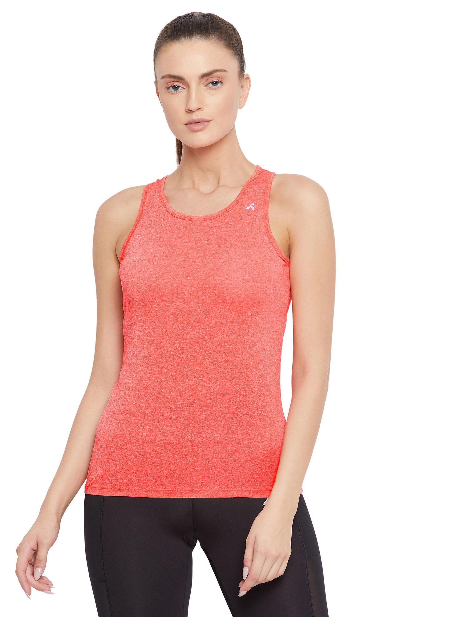 women sleeveless lightweight quick dry running fitness sports tank top - orange