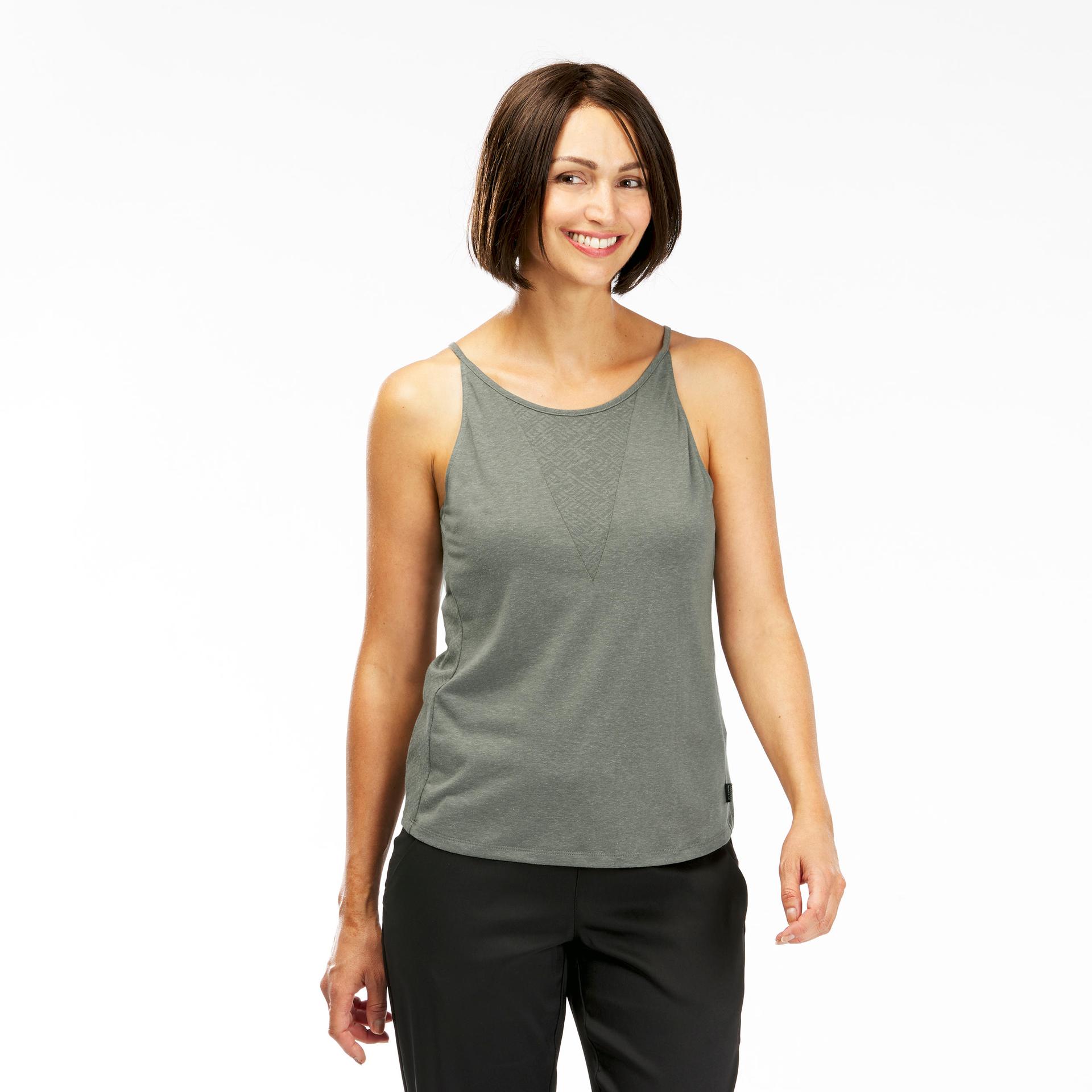 women sleeveless tank top light khaki - nh500