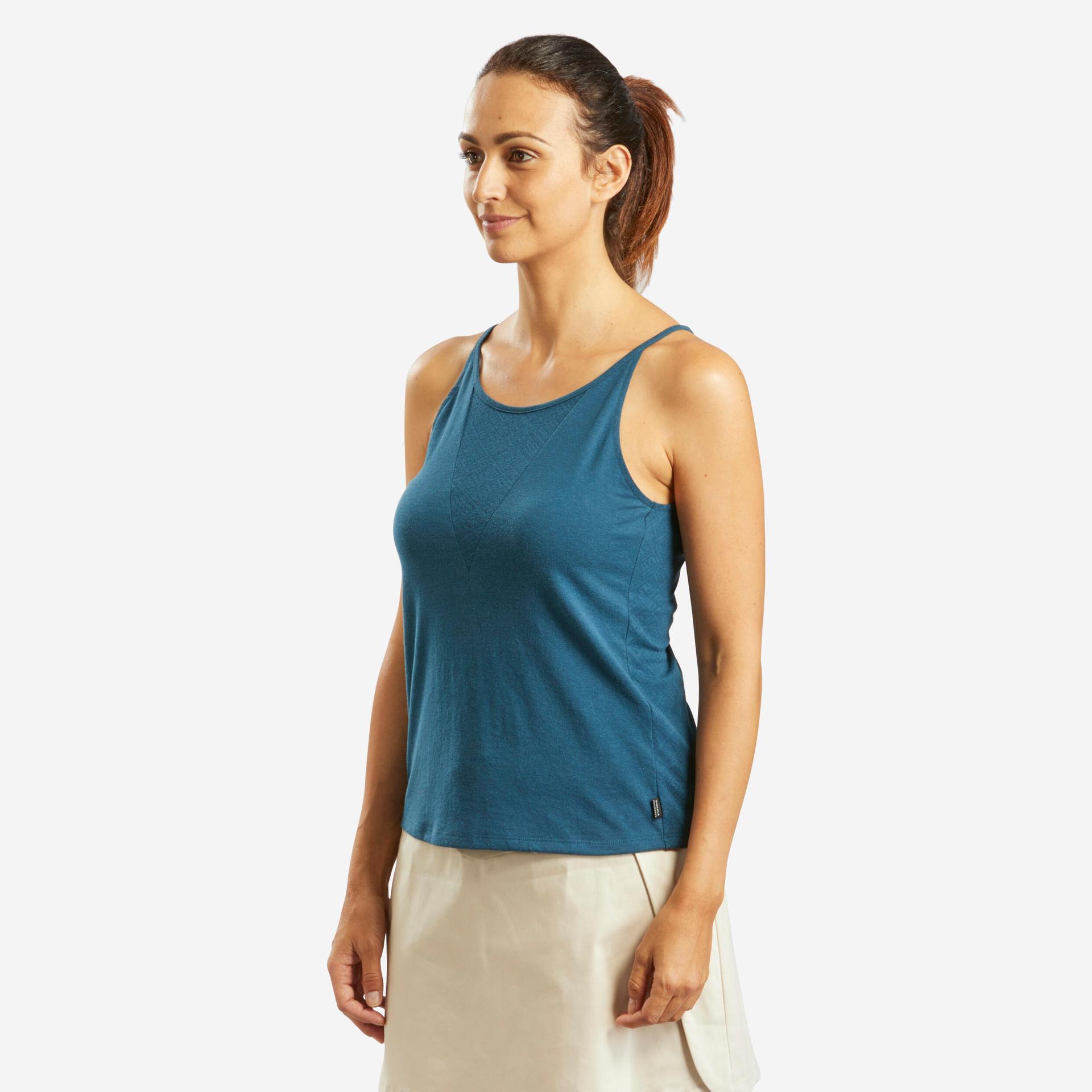 women sleeveless tank top petrol blue - nh500