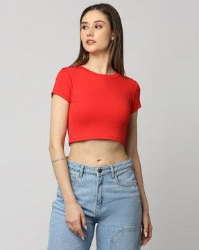 women slim fit crop tank top