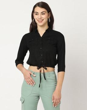 women slim fit cropped shirt