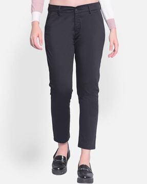 women slim fit flat-front chinos