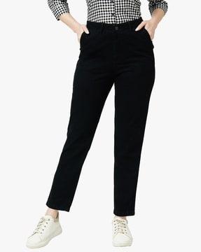 women slim fit flat-front pants