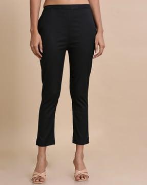 women slim fit flat-front pants