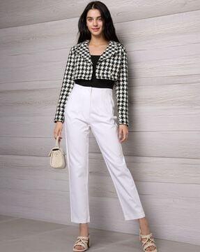 women slim fit flat-front trousers