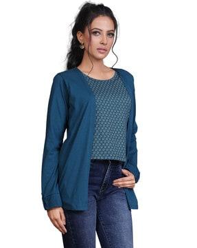 women slim fit front-open shrug