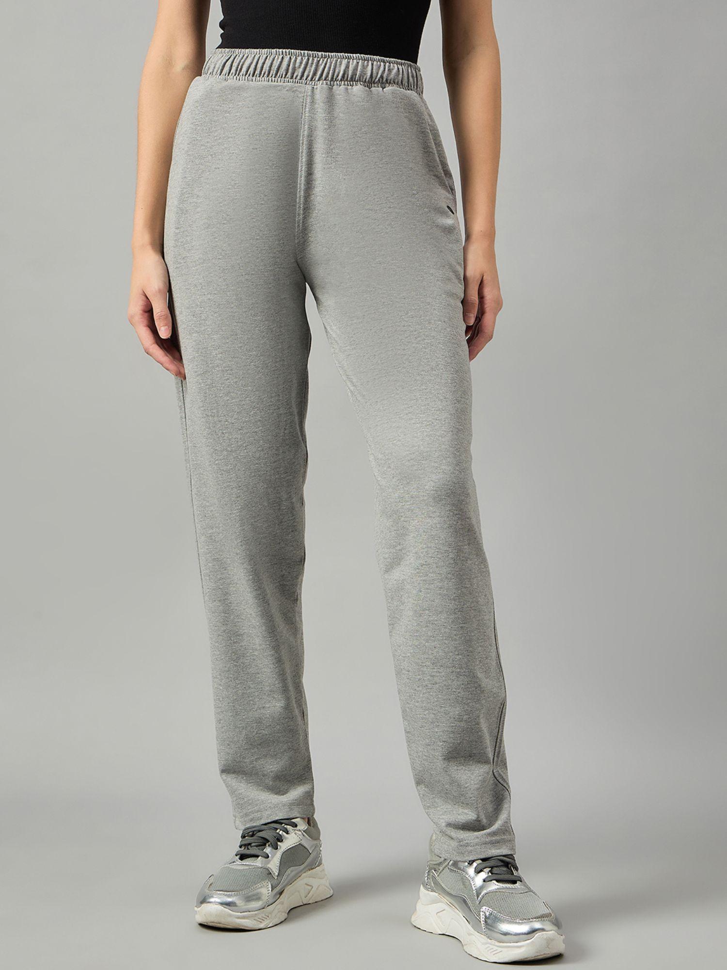 women slim fit grey track pant