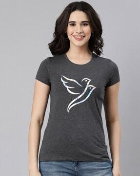 women slim fit logo print t-shirt