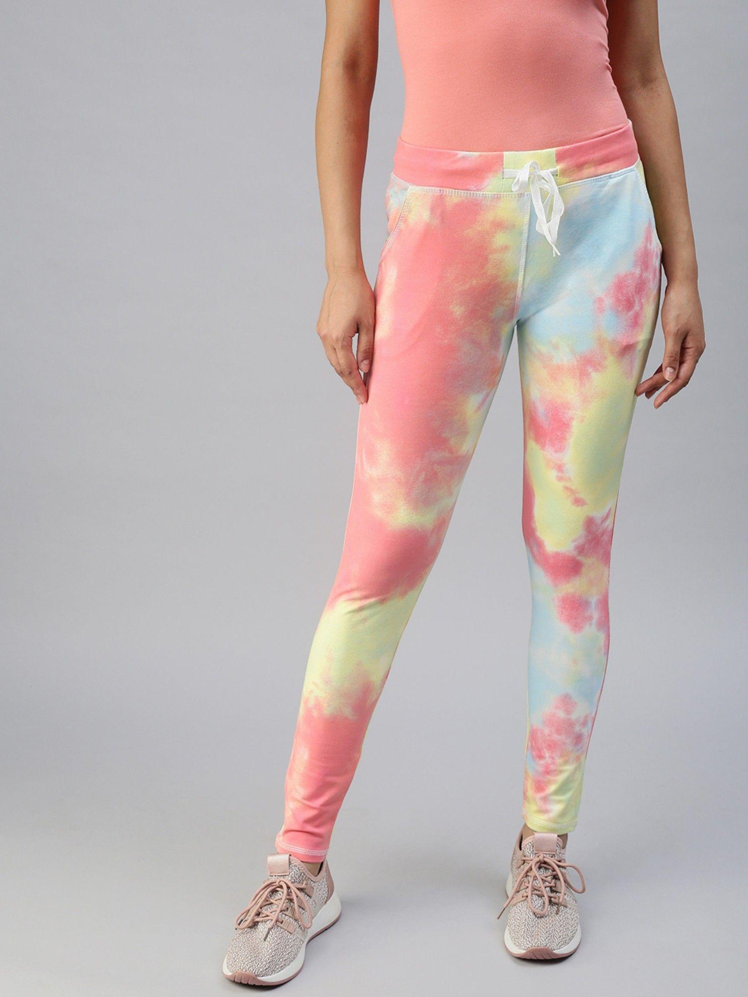 women slim fit multi tie and dye track pants