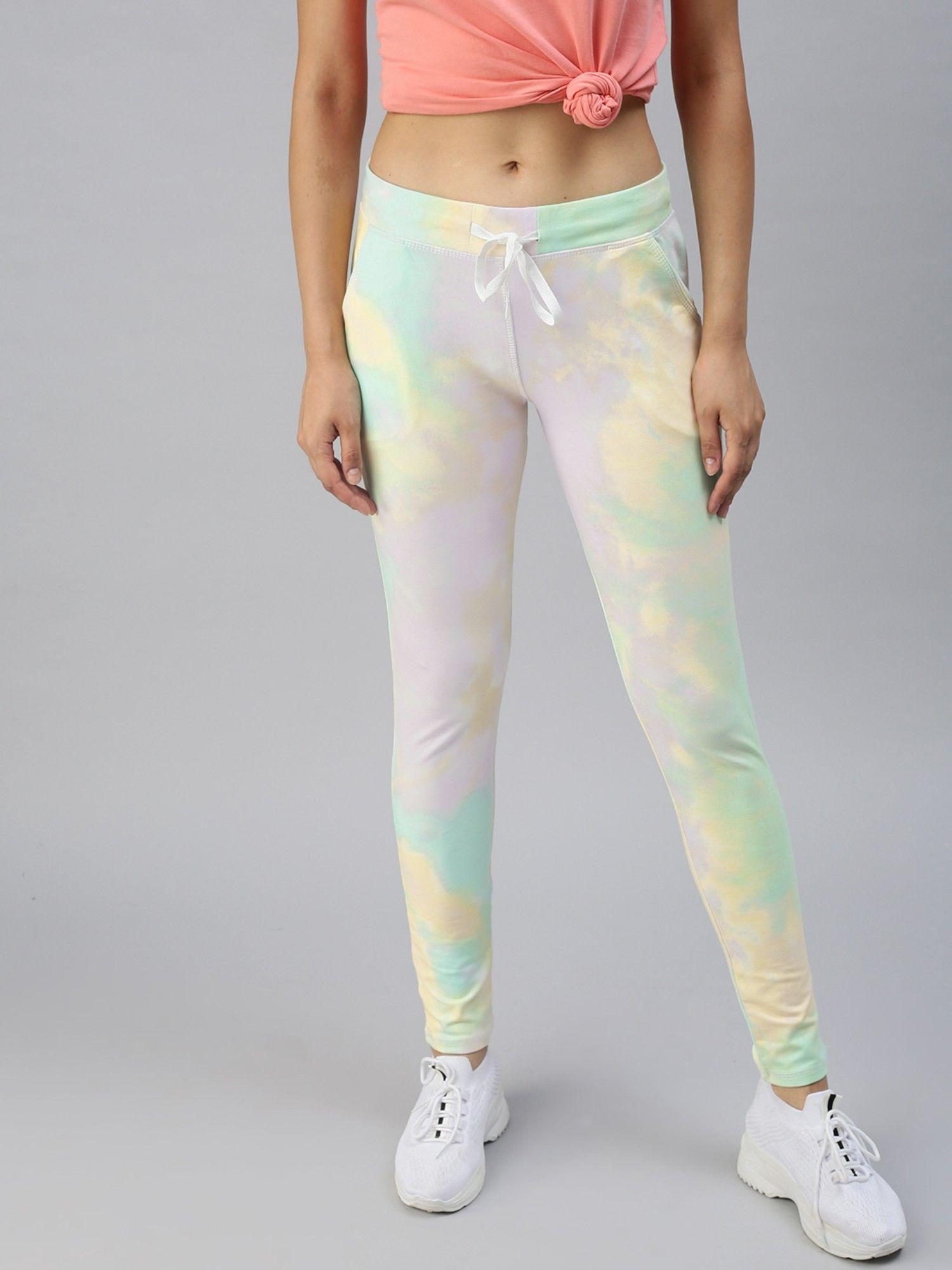 women slim fit multi tie and dye track pants