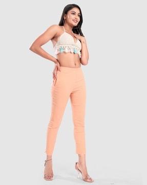 women slim fit pants with elasticated waist