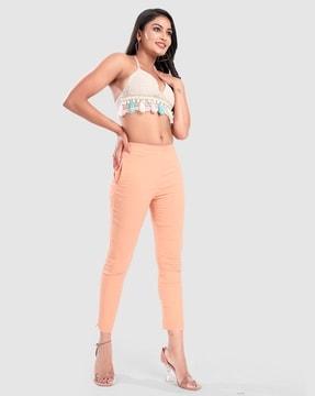 women slim fit pants with elasticated waist
