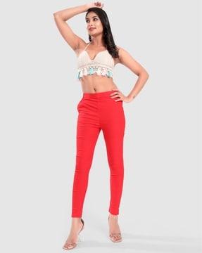 women slim fit pants with elasticated waist