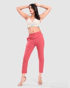 women slim fit pants with elasticated waist