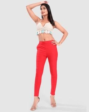 women slim fit pants with elasticated waist