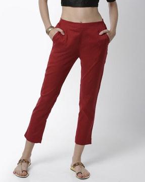 women slim fit pants with insert pockets