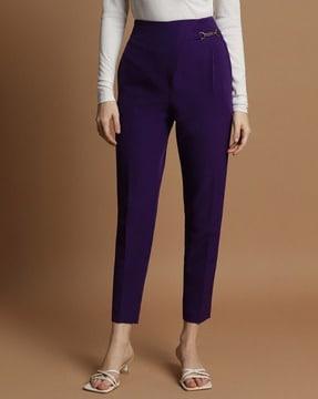 women slim fit pleated trousers