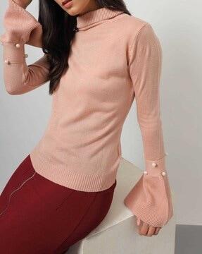 women slim fit pullover with embellishments