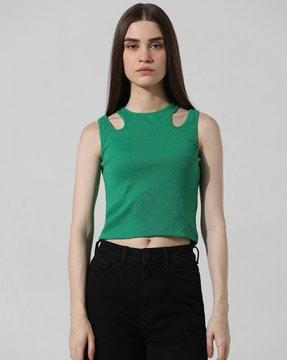 women slim fit round-neck top