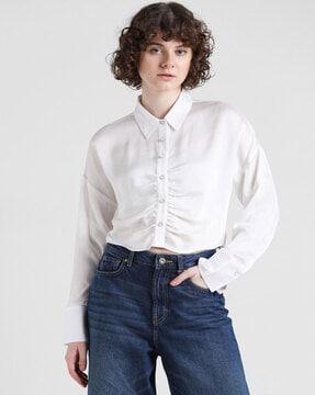women slim fit shirt with spread collar