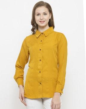 women slim fit shirt with spread collar