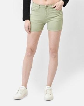 women slim fit shorts with button-closure